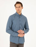 Blue Slim Fit Long Sleeve Shirt