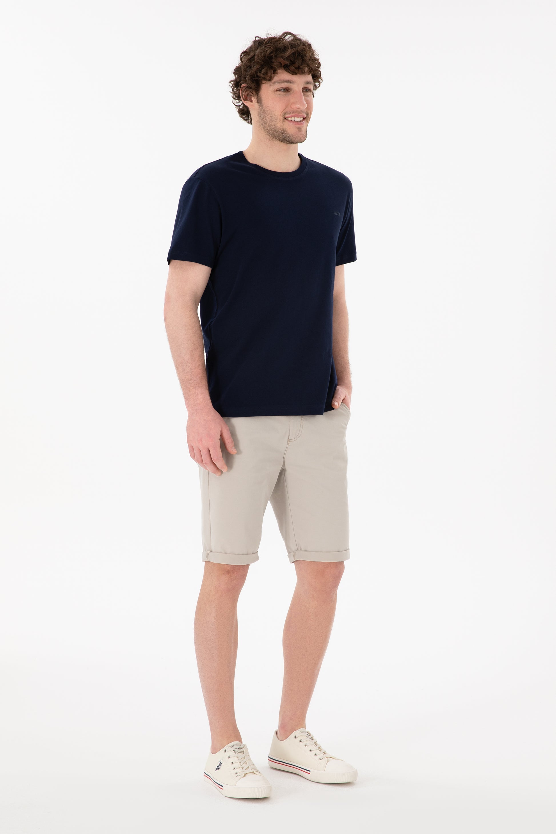 Men's Regular Fit Crew Neck Navy Basic T-Shirt