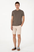 Men's Regular Fit Crew Neck Khaki T-Shirt