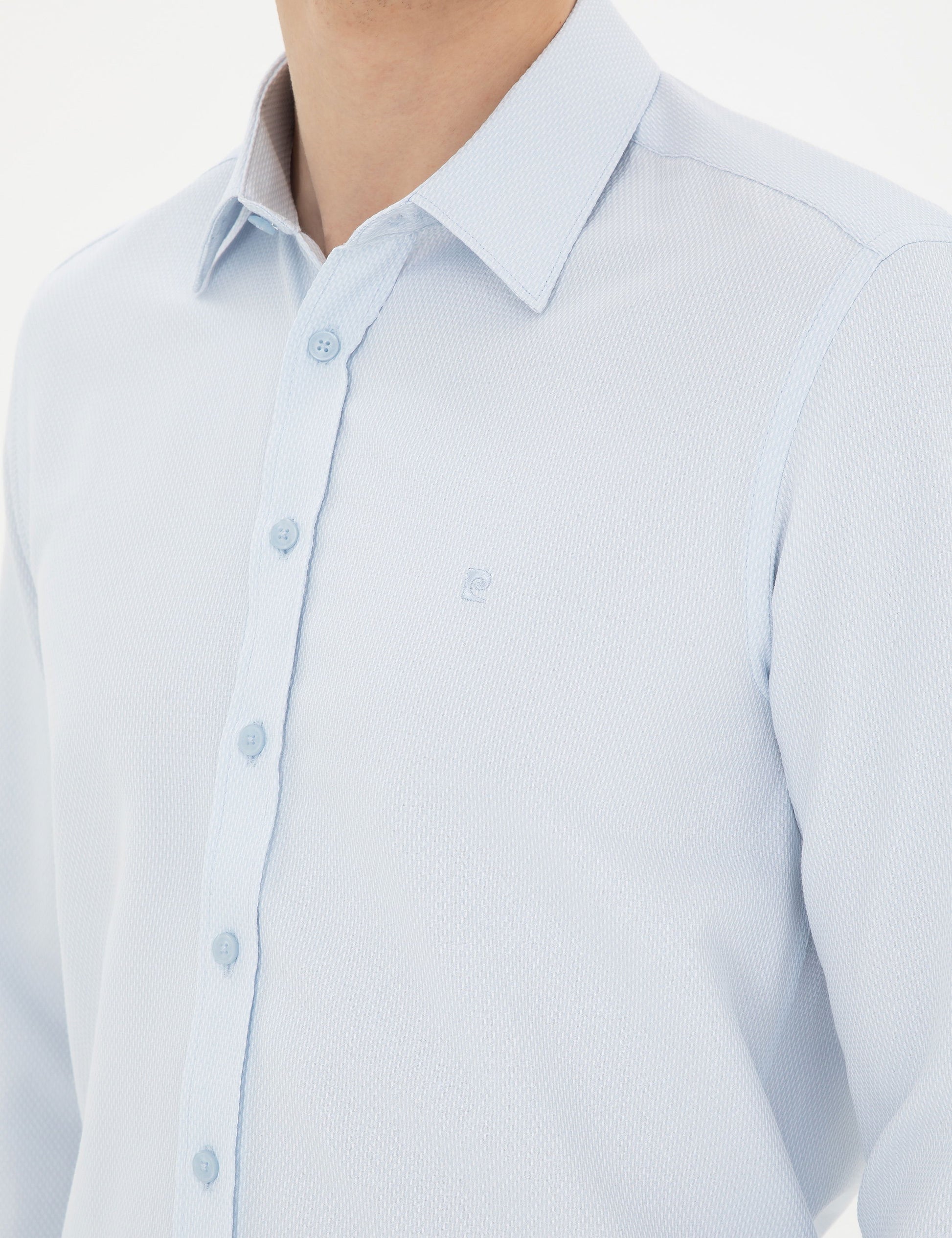 Light Blue Slim Fit Chunky Long Sleeve Shirt