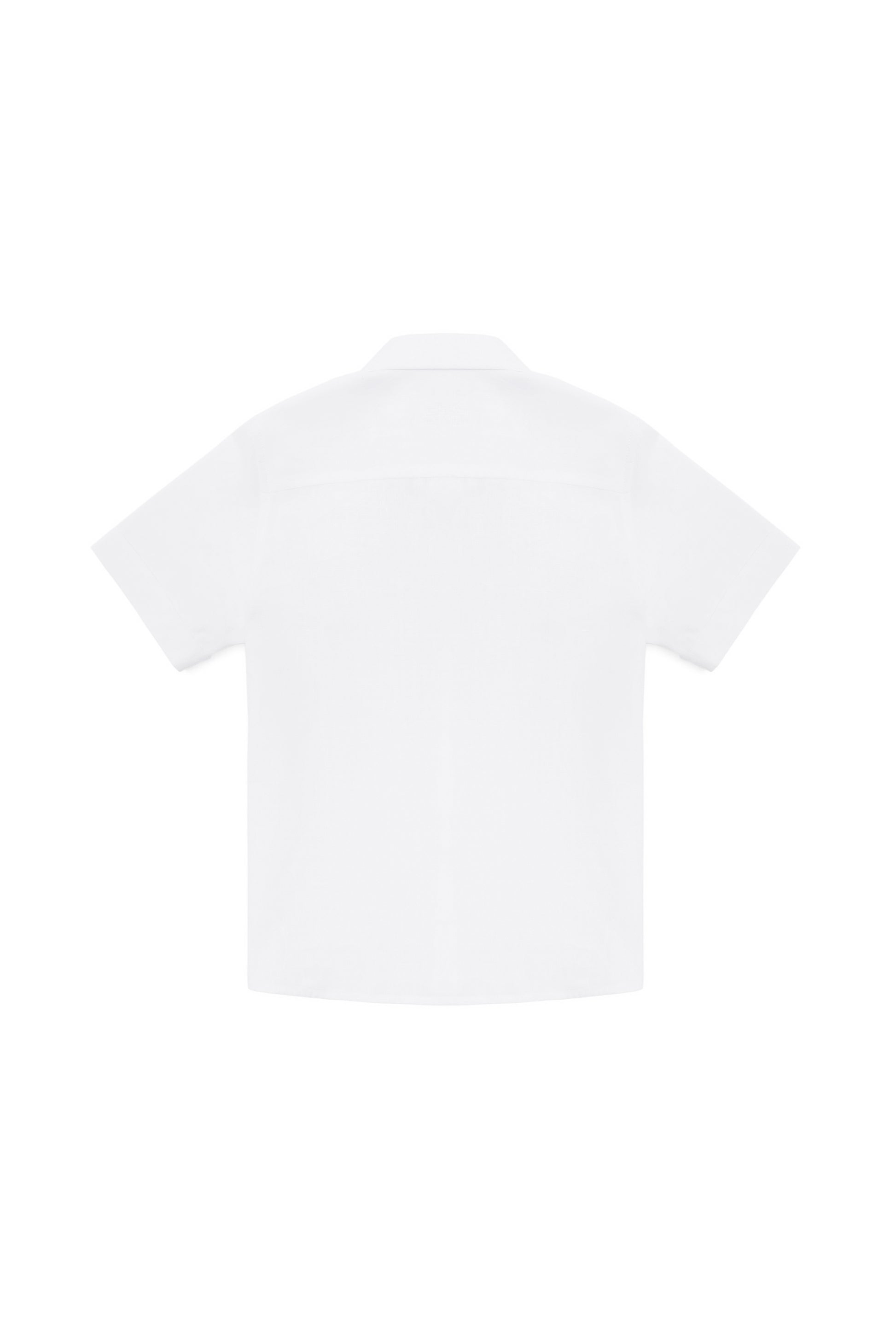 Boy's White Basic Short Sleeve Shirt