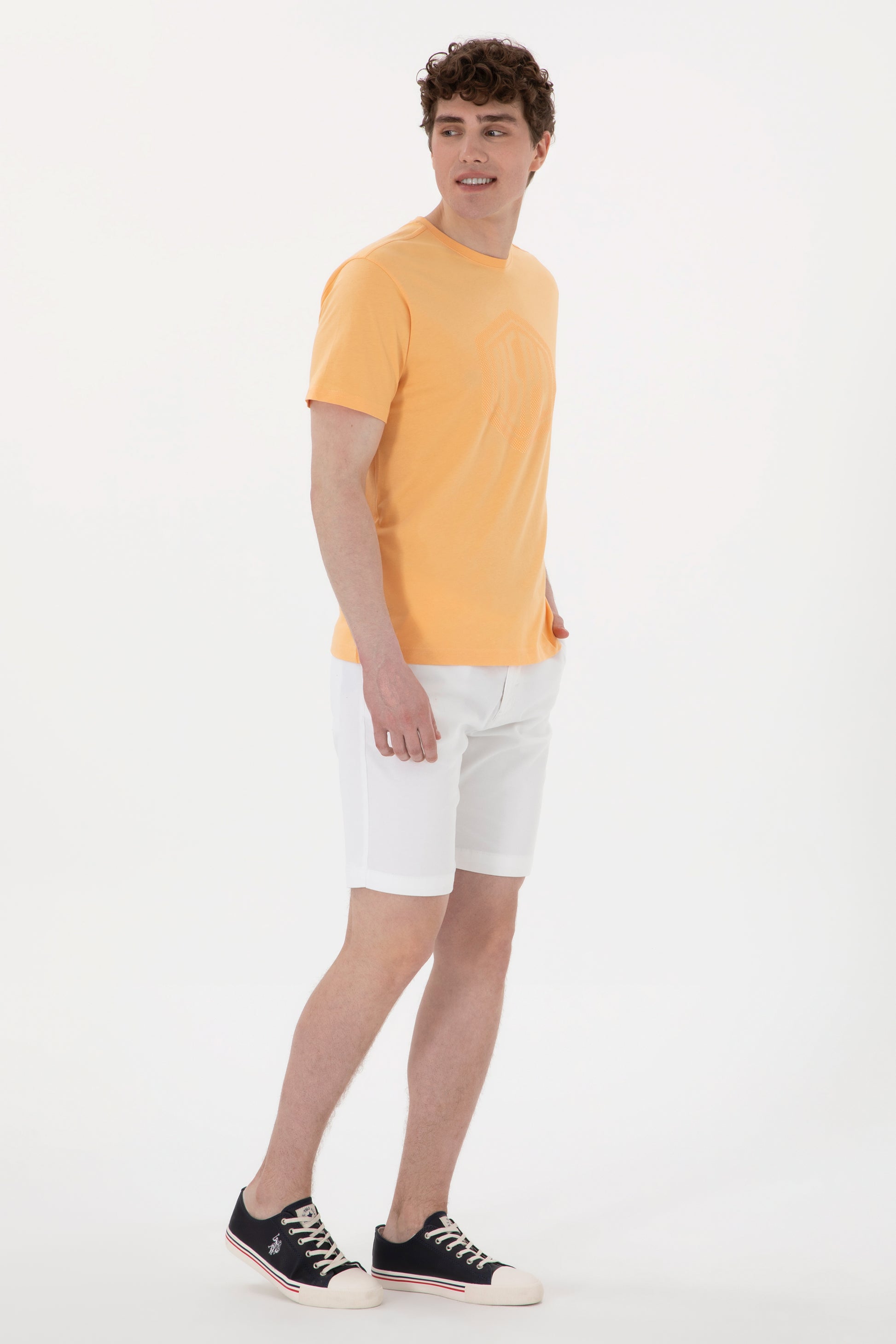 Men's Regular Fit Crew Neck Orange T-Shirt