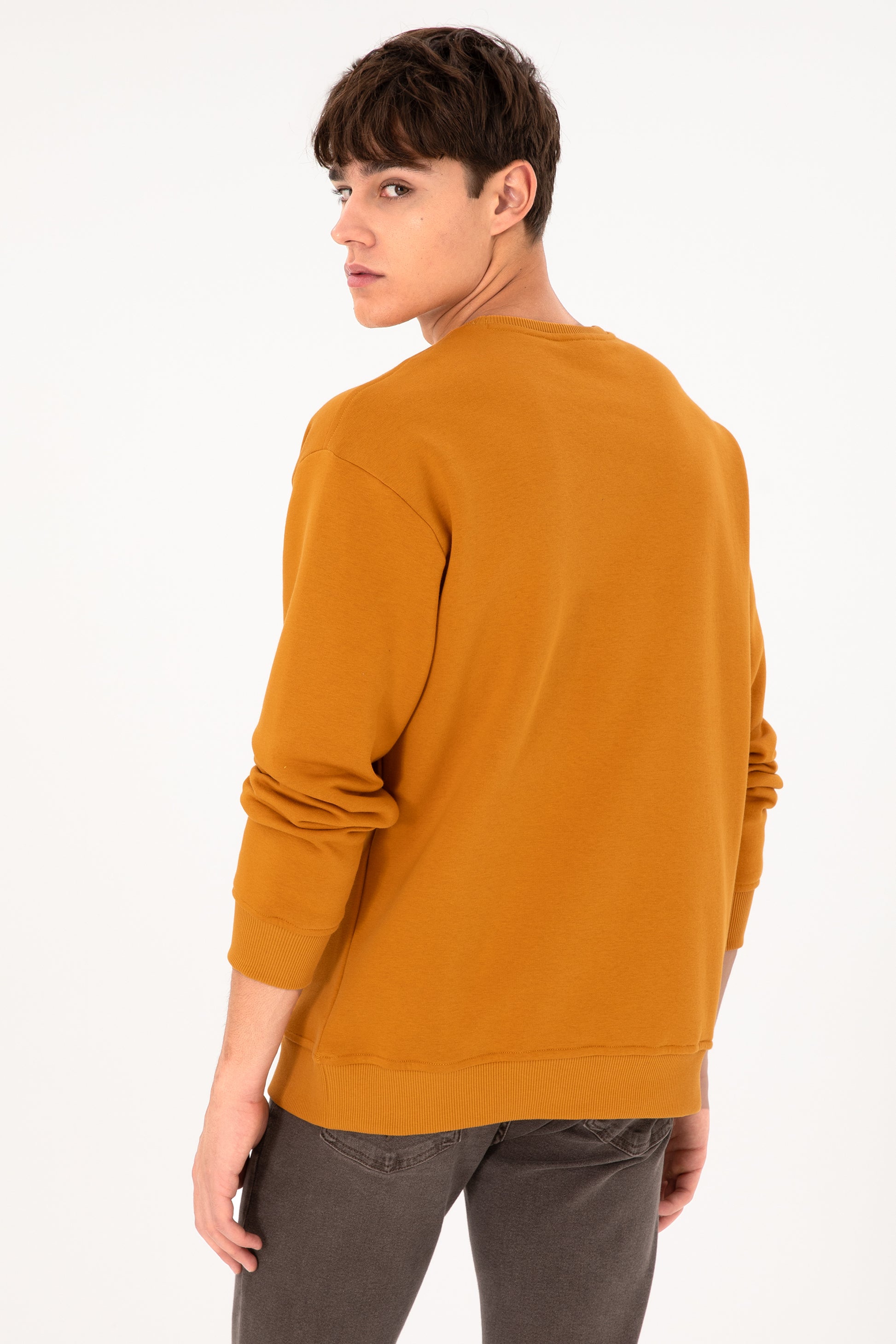 Men's Mustard Basic Sweatshirt