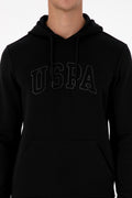 Erkek Regular Fit Kapüşonlu Siyah Basic Sweatshirt