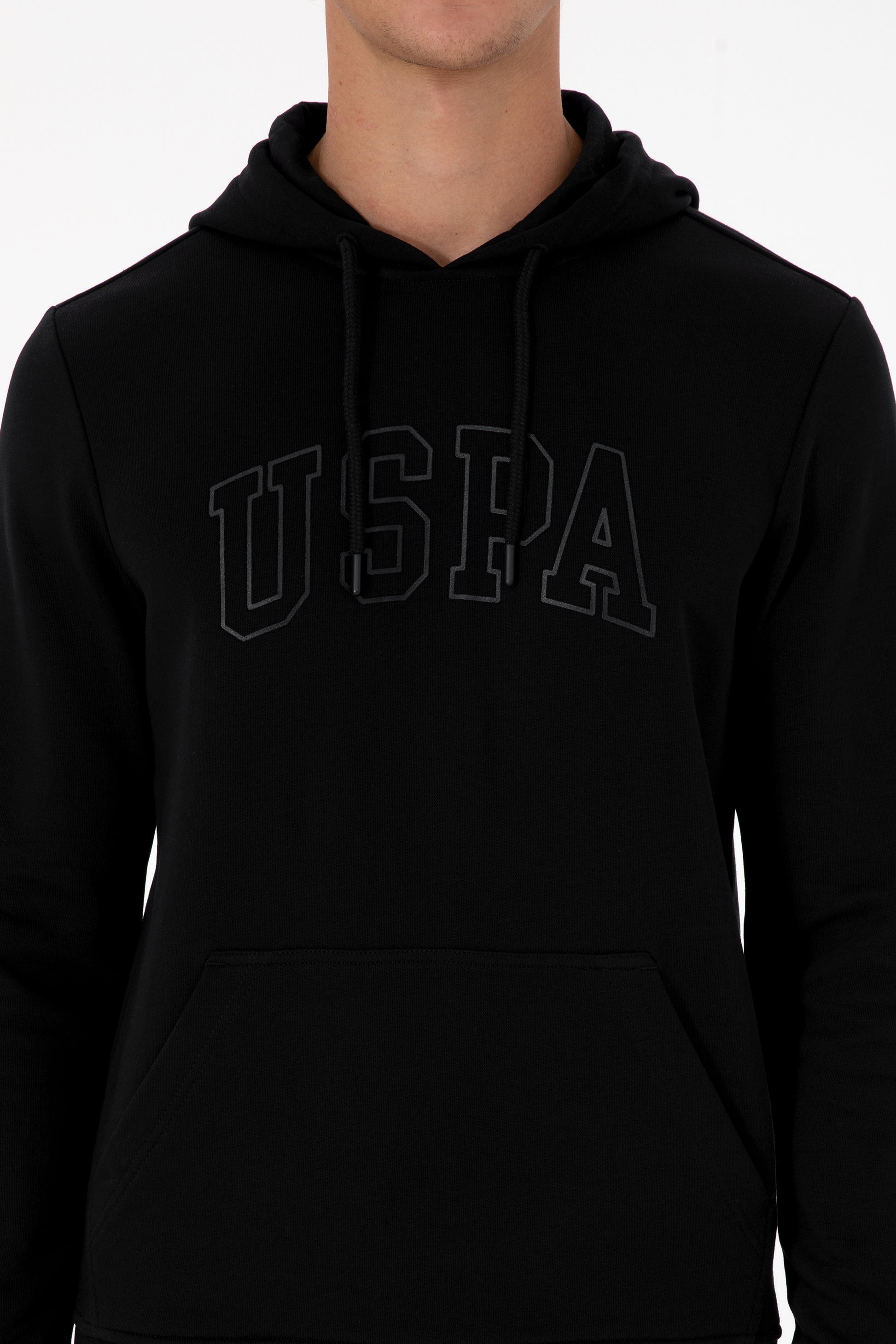 Erkek Regular Fit Kapüşonlu Siyah Basic Sweatshirt