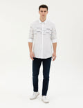 Navy Blue Slim Fit Long Sleeve Shirt