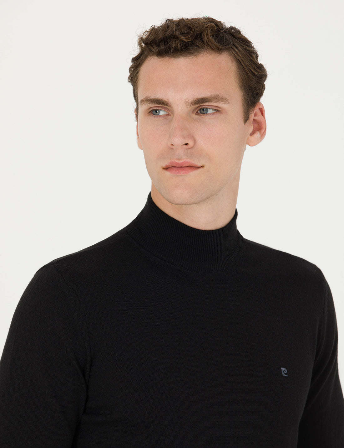 Black Slim Fit Half Turtleneck Basic Knitwear Sweater