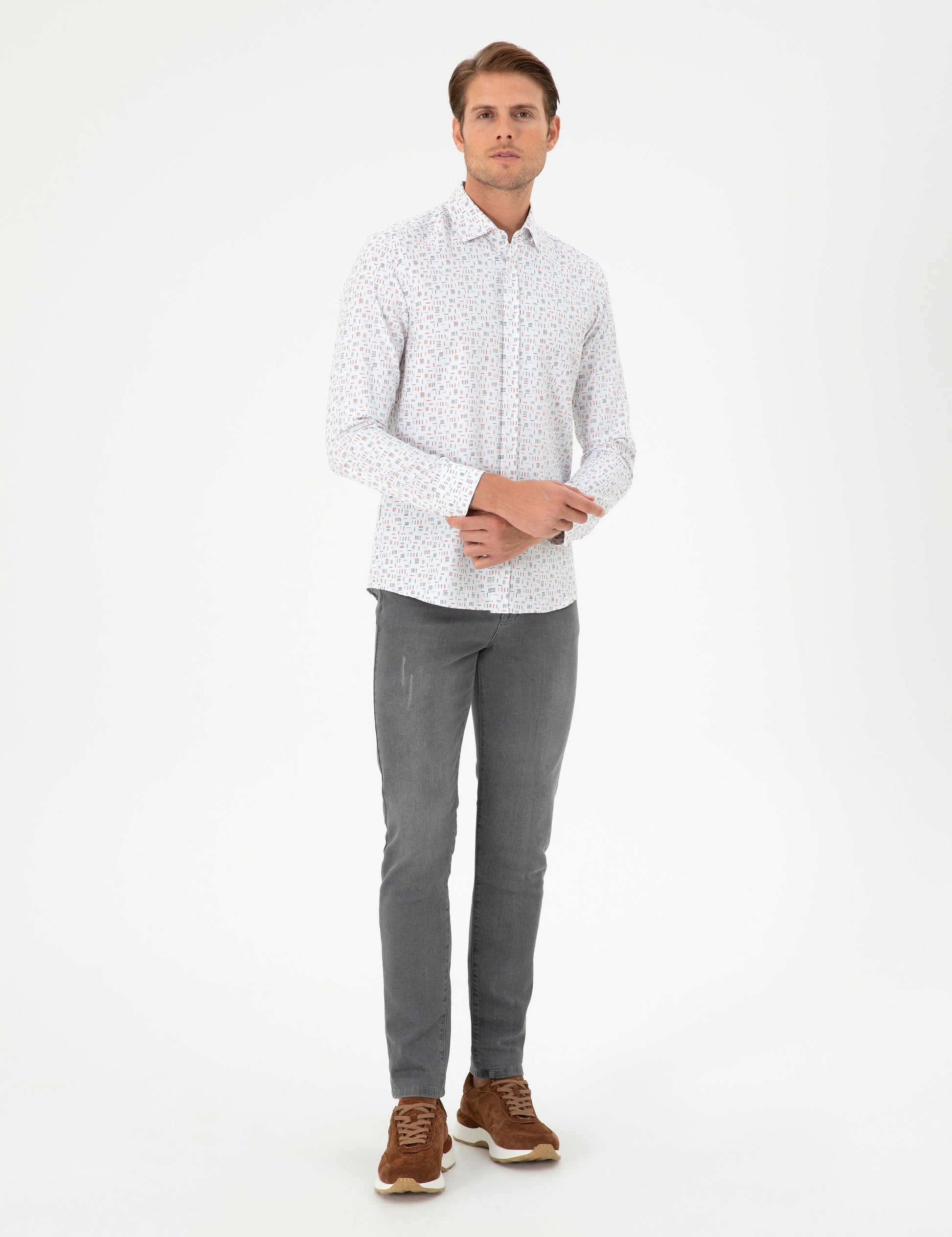 Orange Slim Fit Long Sleeve Shirt