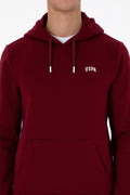 Erkek Regular Fit Kapüşonlu Bordo Basic Sweatshirt
