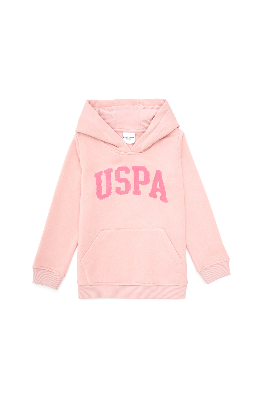 Girls' Powder Pink Hooded Basic Sweatshirt