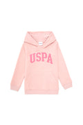 Girls' Powder Pink Hooded Basic Sweatshirt
