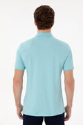 Men's Slim Fit Polo Neck Aqua Basic T-Shirt