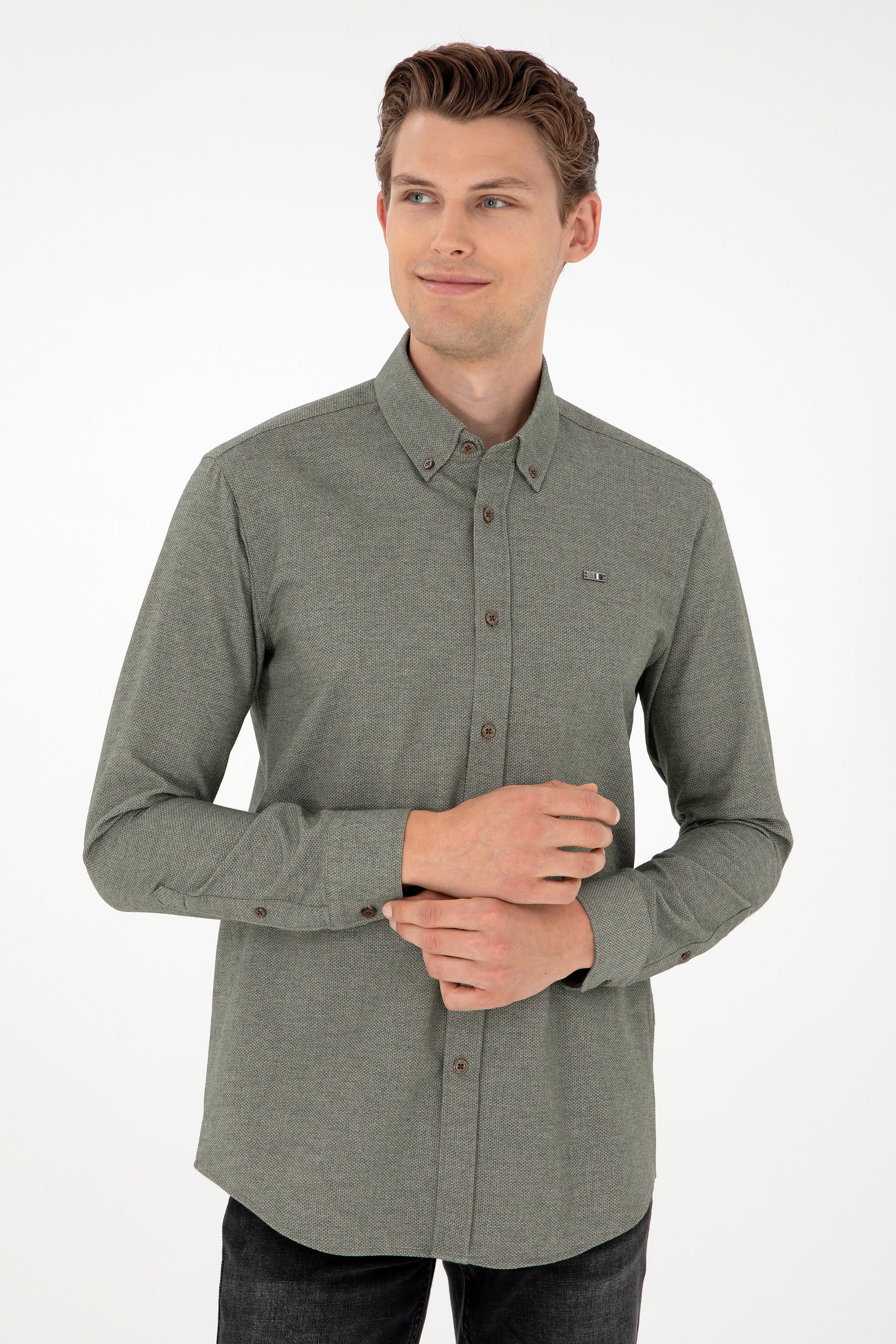 Men's Khaki Long Sleeve Shirt