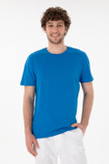 Men's Regular Fit Crew Neck Cobalt Blue Basic T-Shirt
