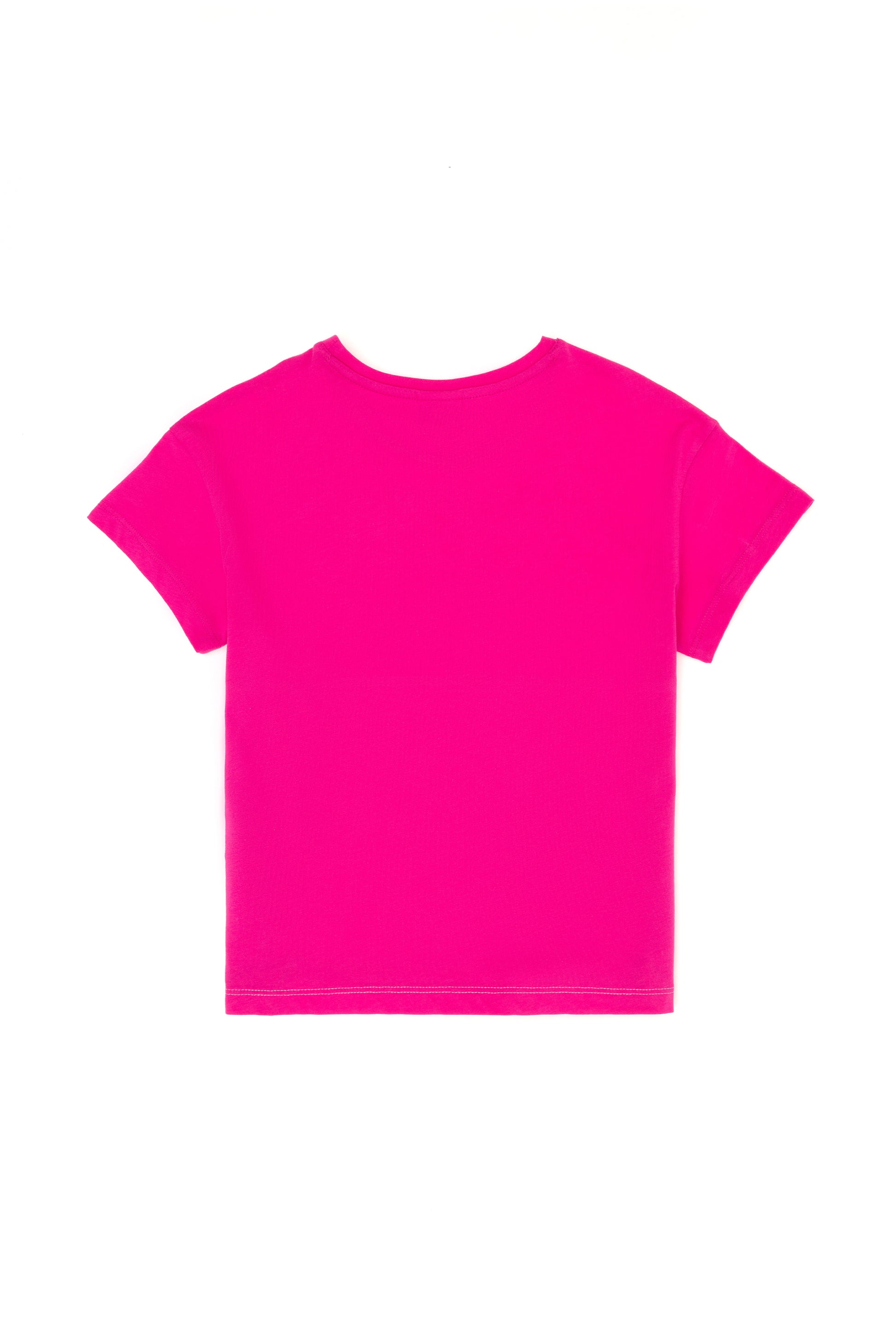 Girl's Fuchsia Crew Neck T-Shirt
