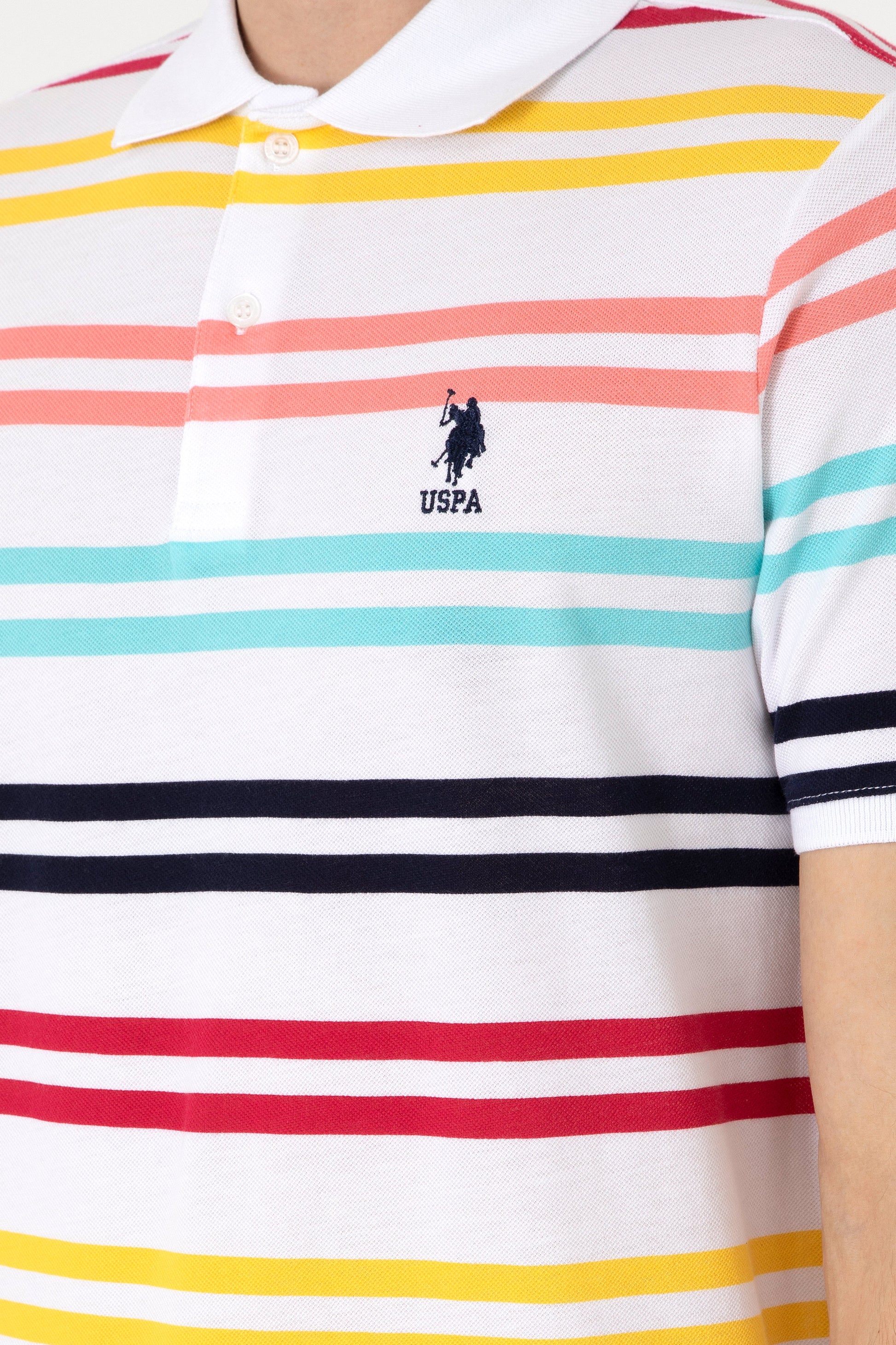 Men's Regular Fit Polo Neck White T-Shirt