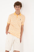 Men's Regular Fit Polo Neck Orange T-Shirt