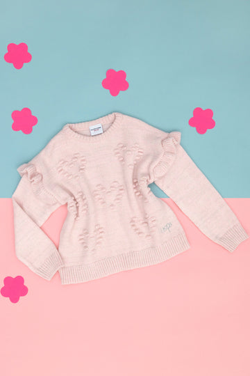 Girls' Powder Crew Neck Pink Sweater