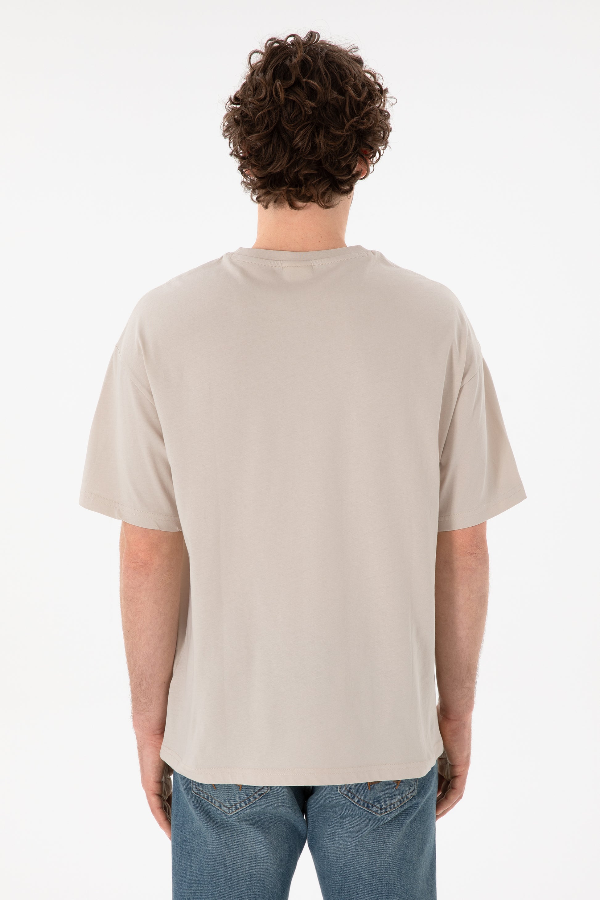 Men's Oversize Fit Crew Neck Stone T-Shirt