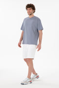 Men's Comfort Fit Crew Neck Blue Mercerized Basic T-Shirt