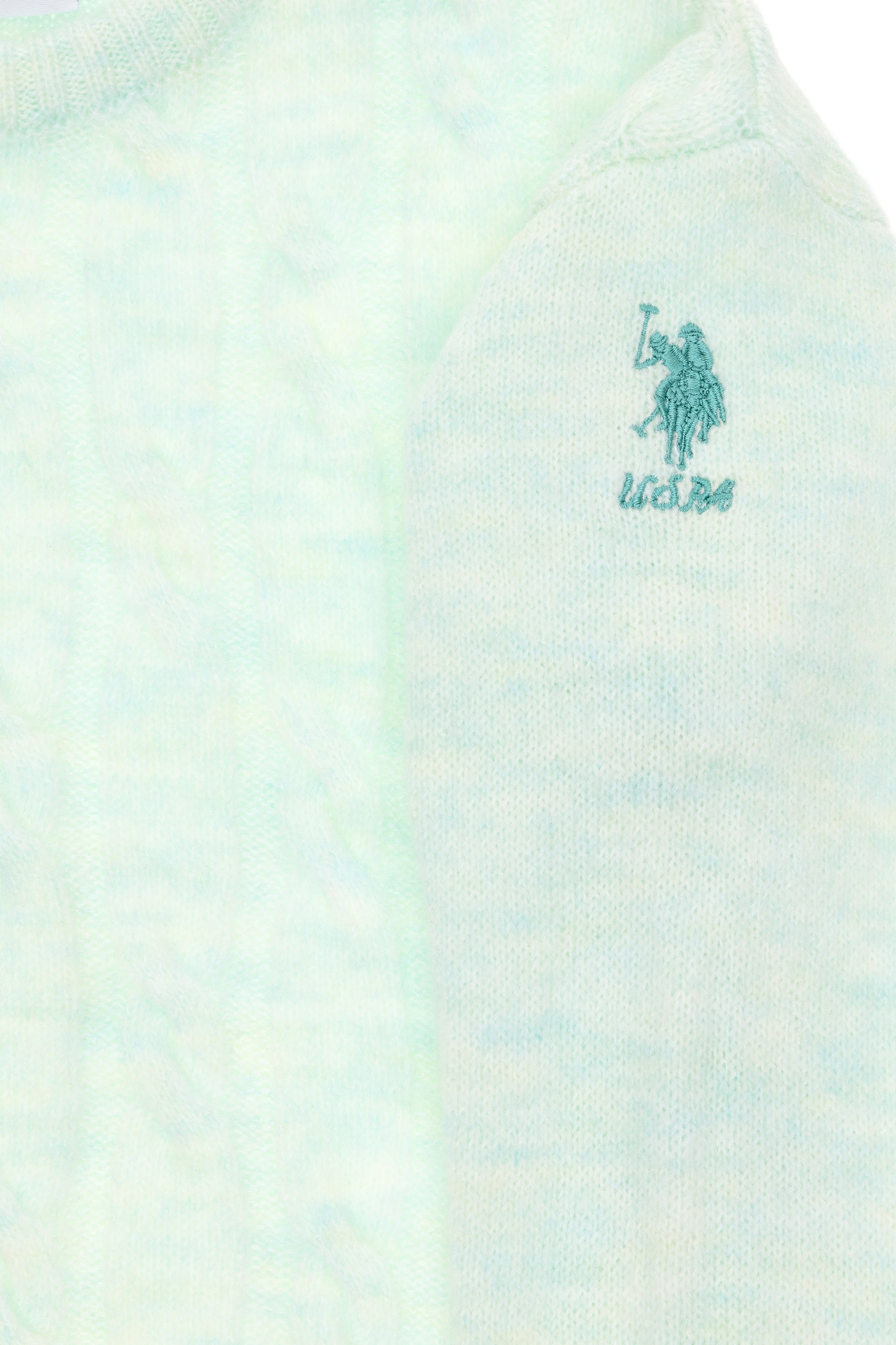 Girls' Water Green Crew Neck Sweater