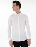 White Slim Fit Long Sleeve Shirt
