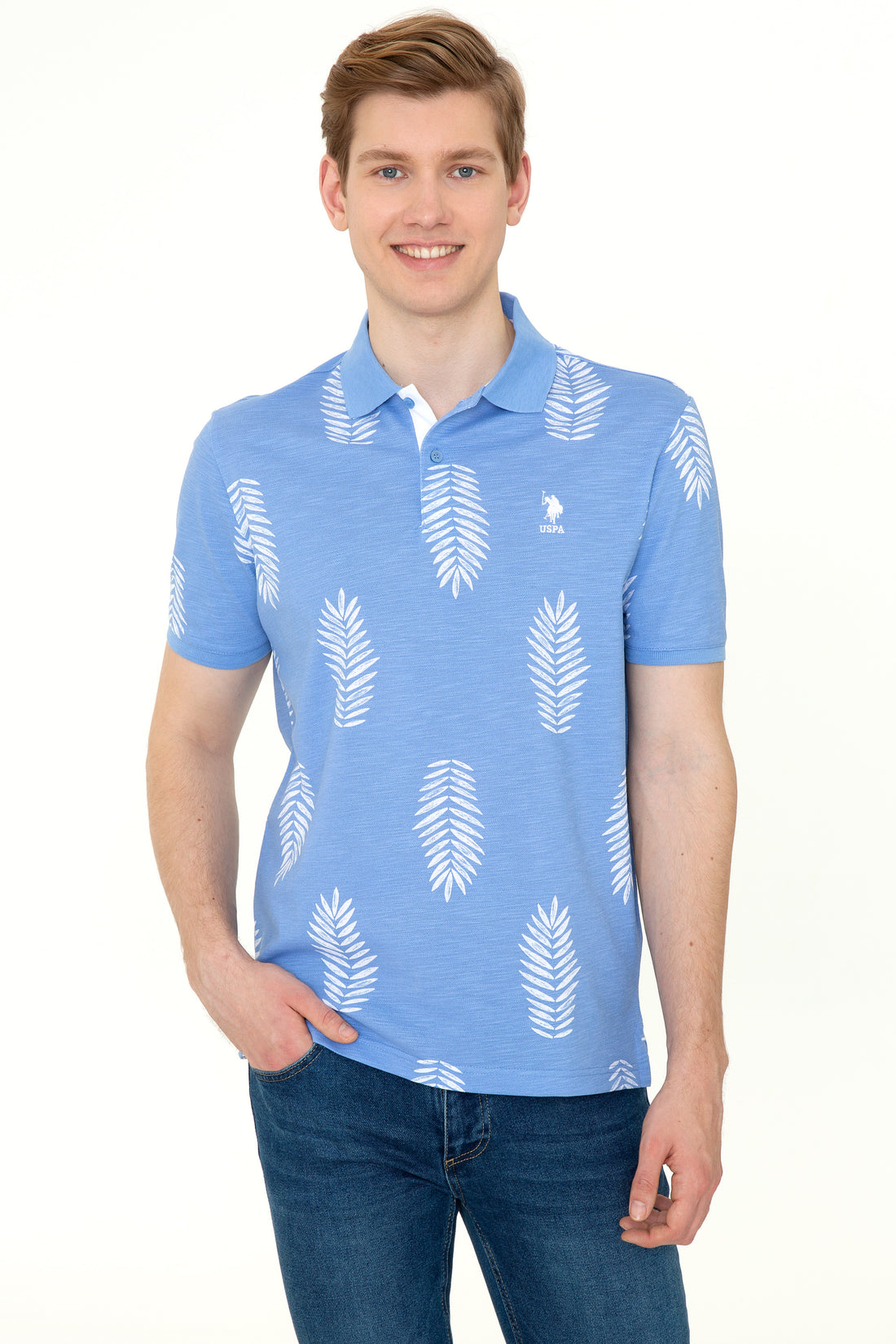Men's Dark Blue Polo Neck T-Shirt