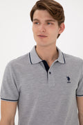 Men's Slim Fit Polo Neck Grey Melange Basic T-Shirt