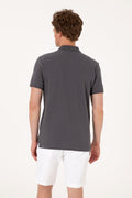 Men's Slim Fit Polo Neck Anthracite Basic T-Shirt
