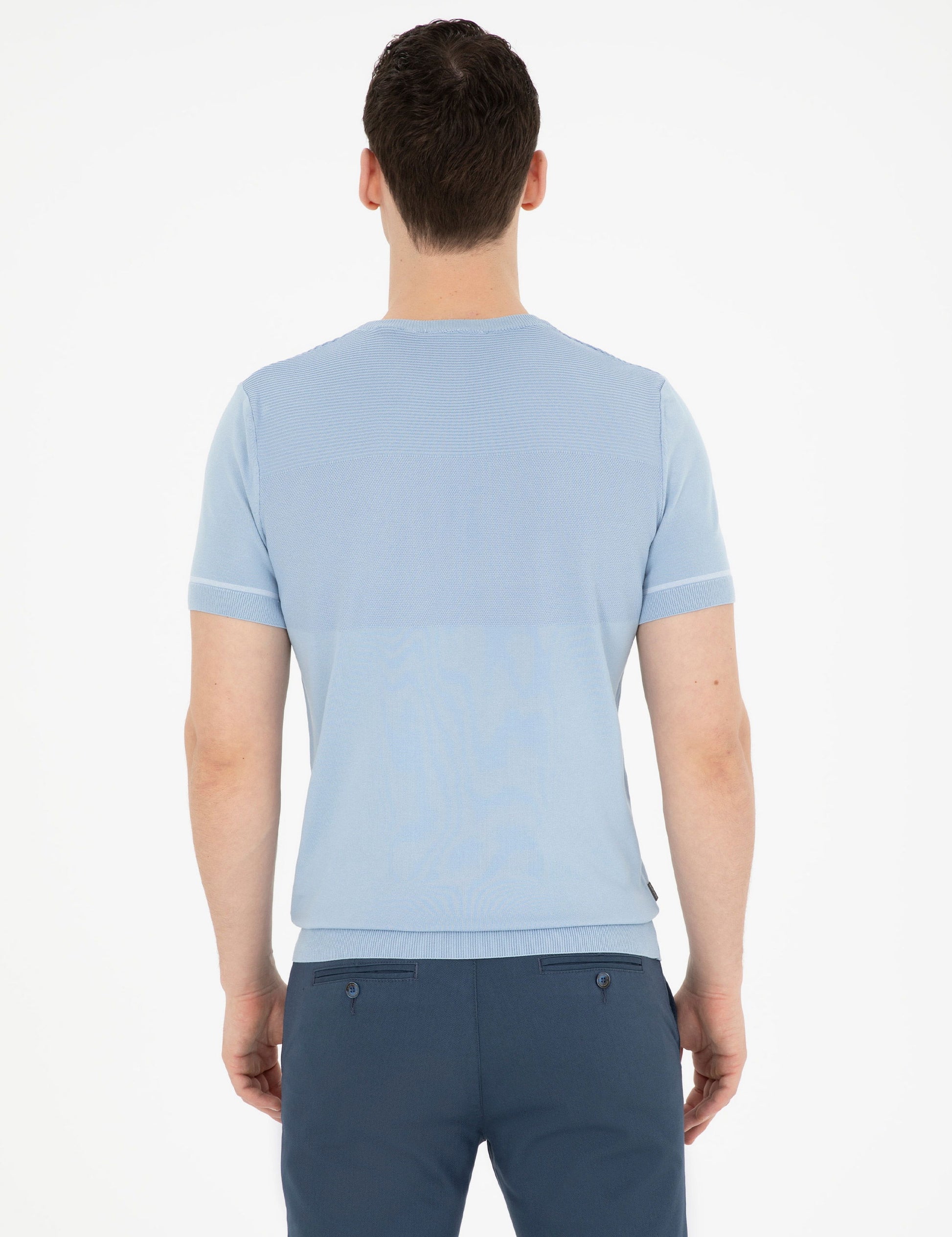 Blue Slim Fit Crew Neck Sweater T-Shirt