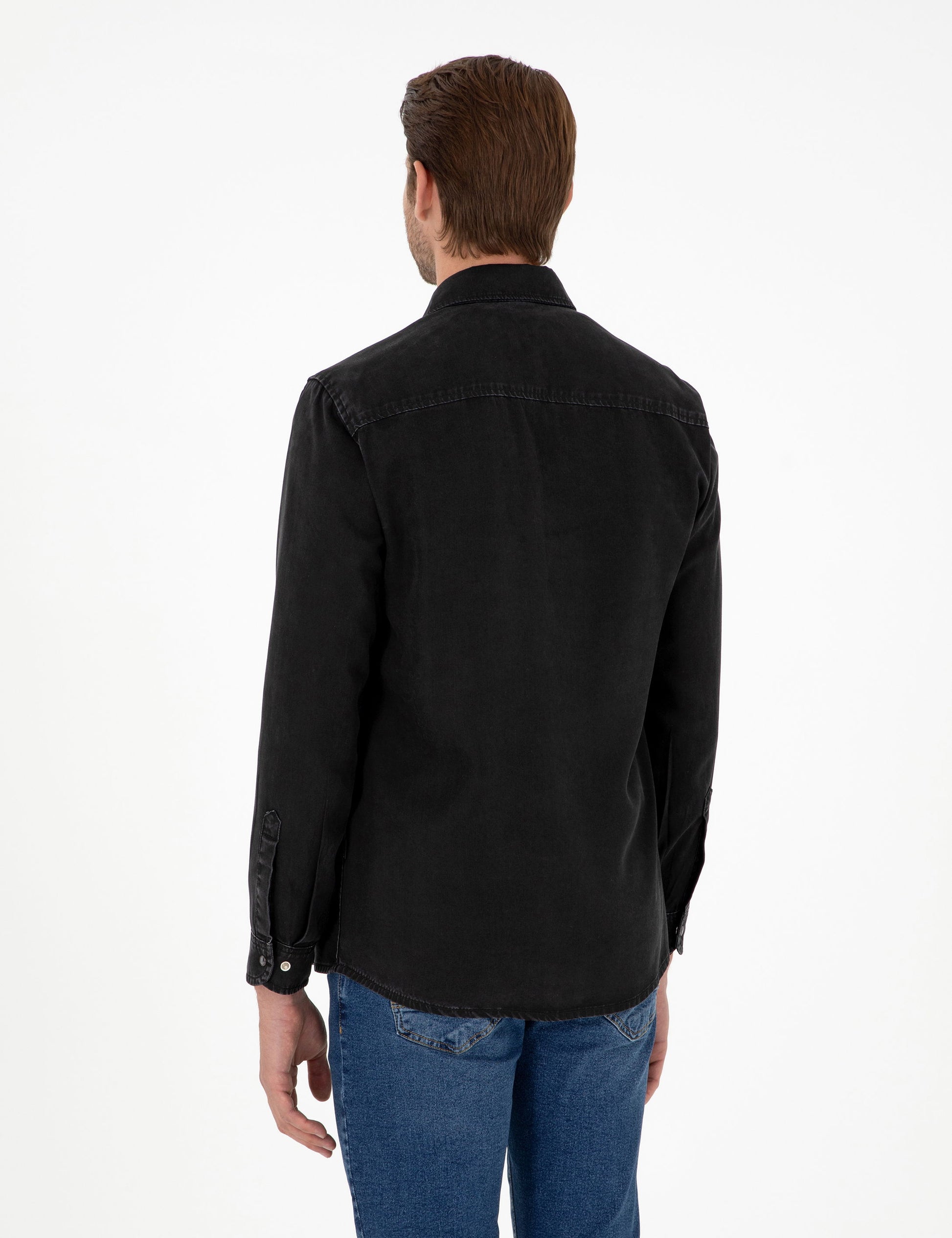 Black Regular Fit Jean Shirt