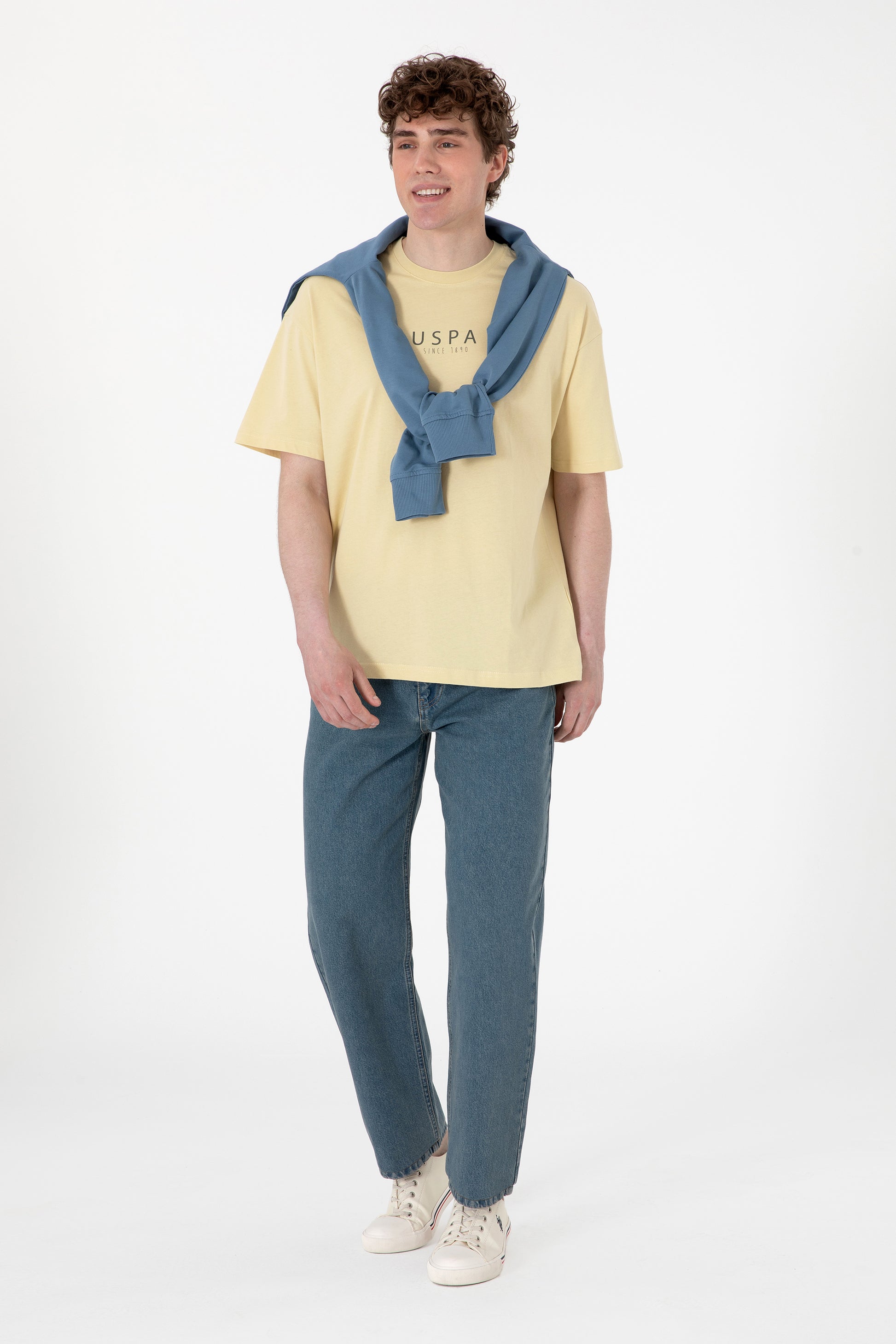 Men's Oversize Fit Crew Neck Light Khaki T-Shirt