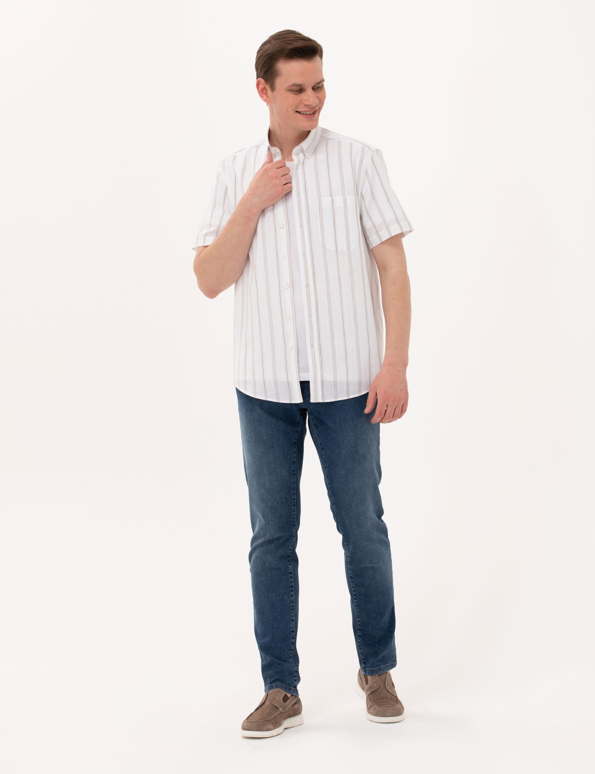Khaki Comfort Fit Short Sleeve Shirt