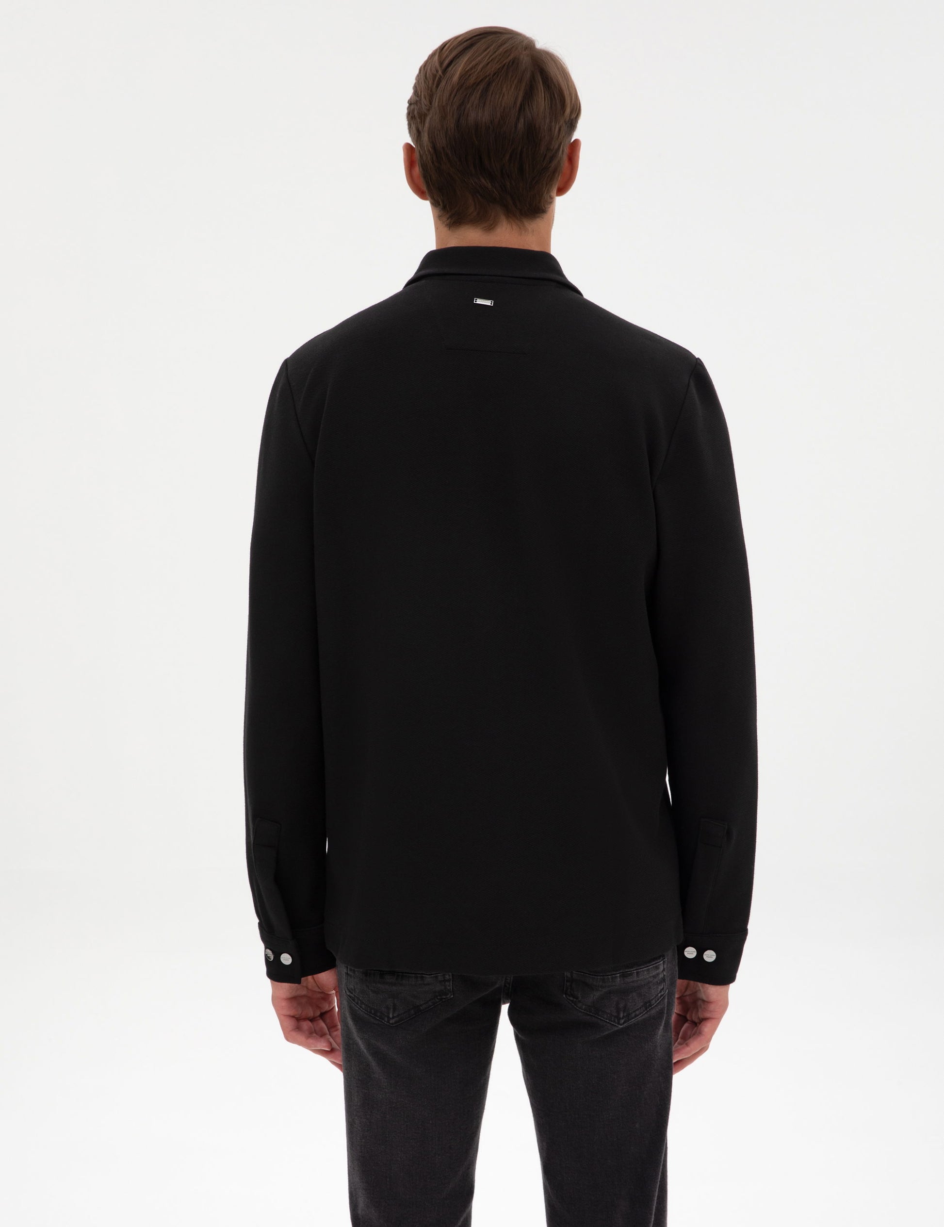 Siyah Regular Fit ��rme G��mlek