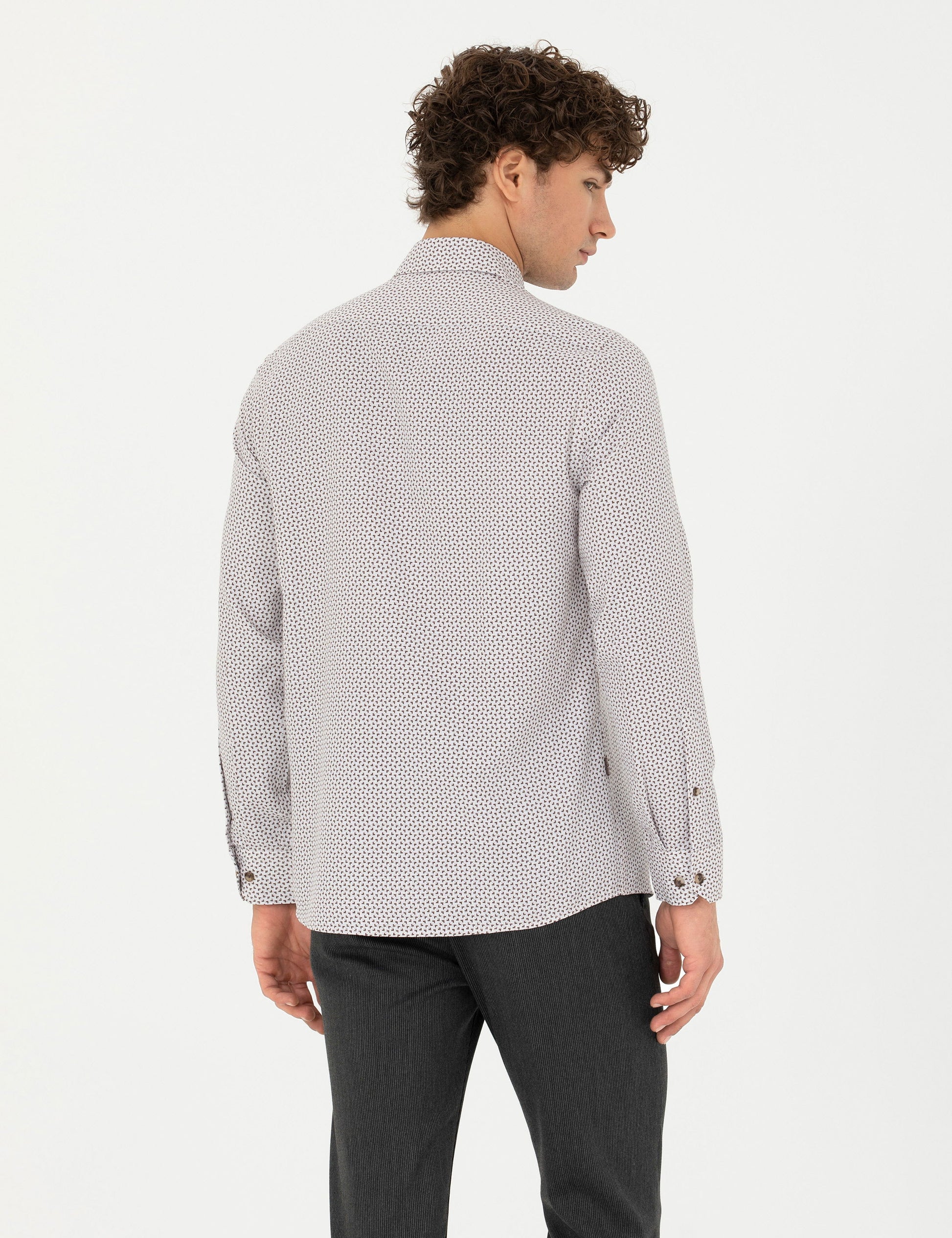 Brown Slim Fit Long Sleeve Shirt