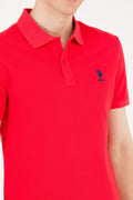 Men's Red Basic Polo Neck T-Shirt