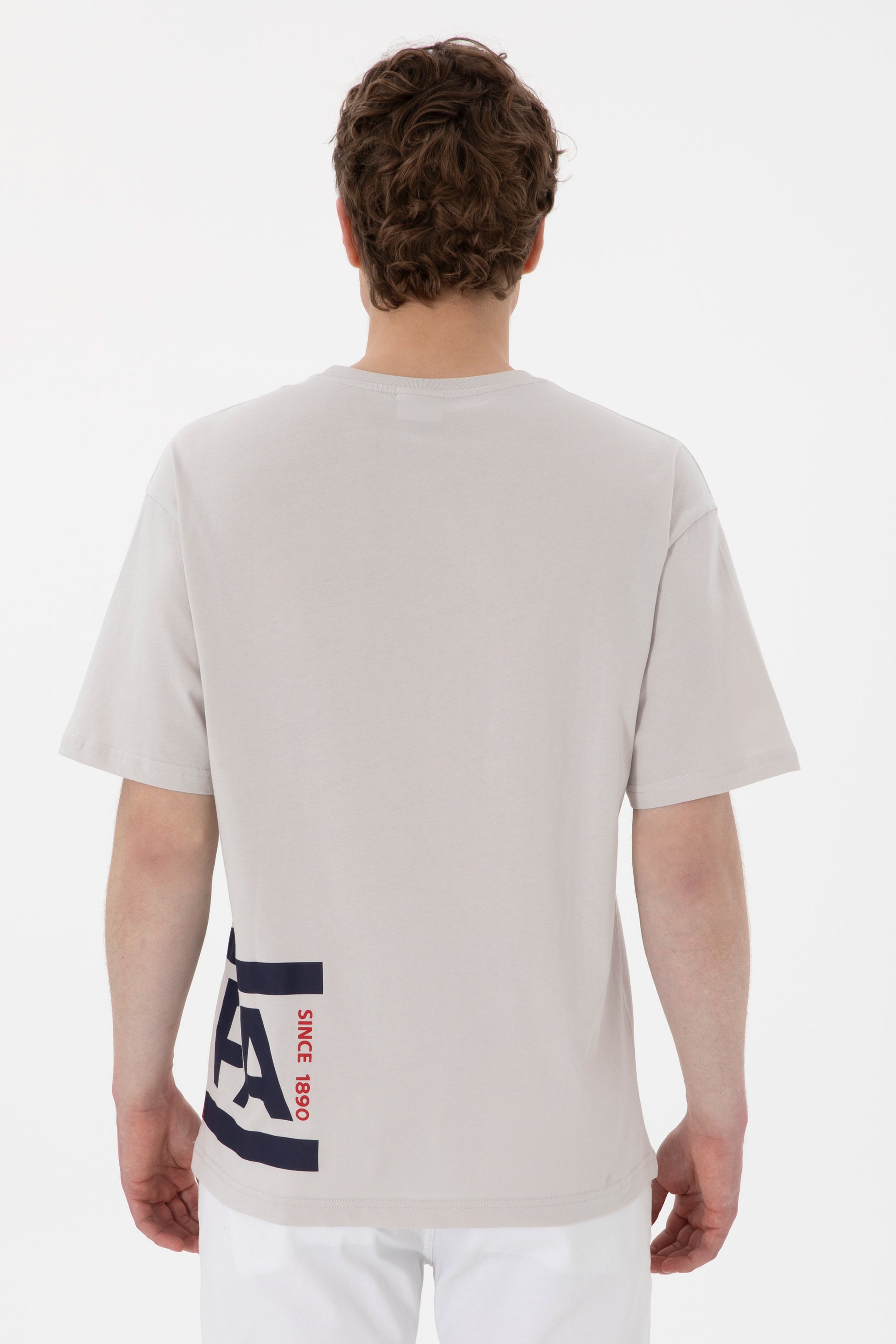 Men's Comfort Fit Crew Neck Light Grey T-Shirt