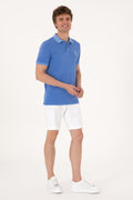 Men's Slim Fit Polo Neck Indigo Wash Basic T-Shirt