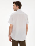 Regular Fit Short Sleeve Shirt with Stone Linen Blend