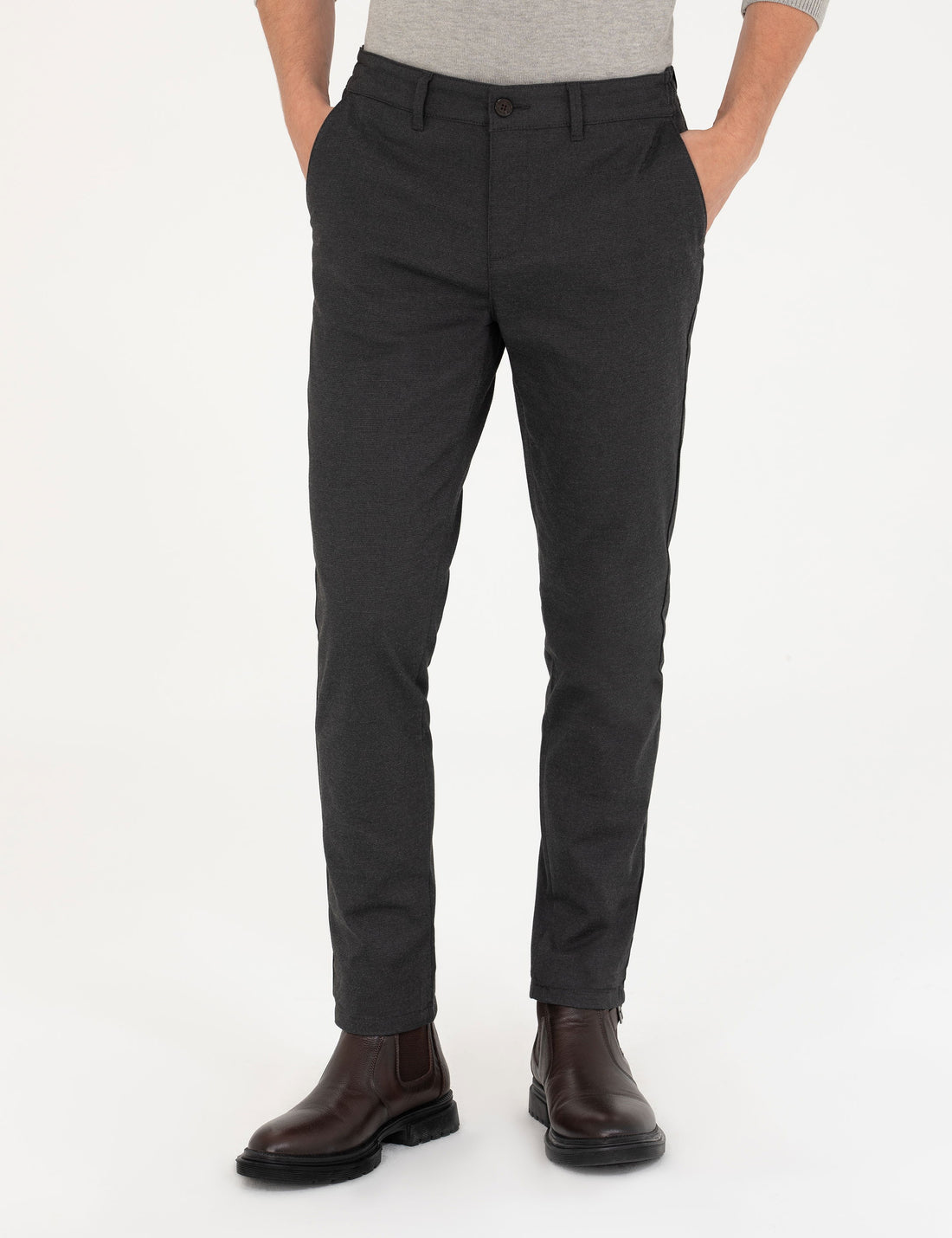 Black Slim Fit Canvas Pants