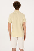Men's Regular Fit Zipper Open Khaki T-Shirt