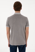 Men's Slim Fit Polo Neck Dark Grey Wash Basic T-Shirt