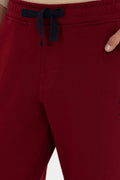 Men's Slim Fit Elastic Leg Burgundy Sweatpants