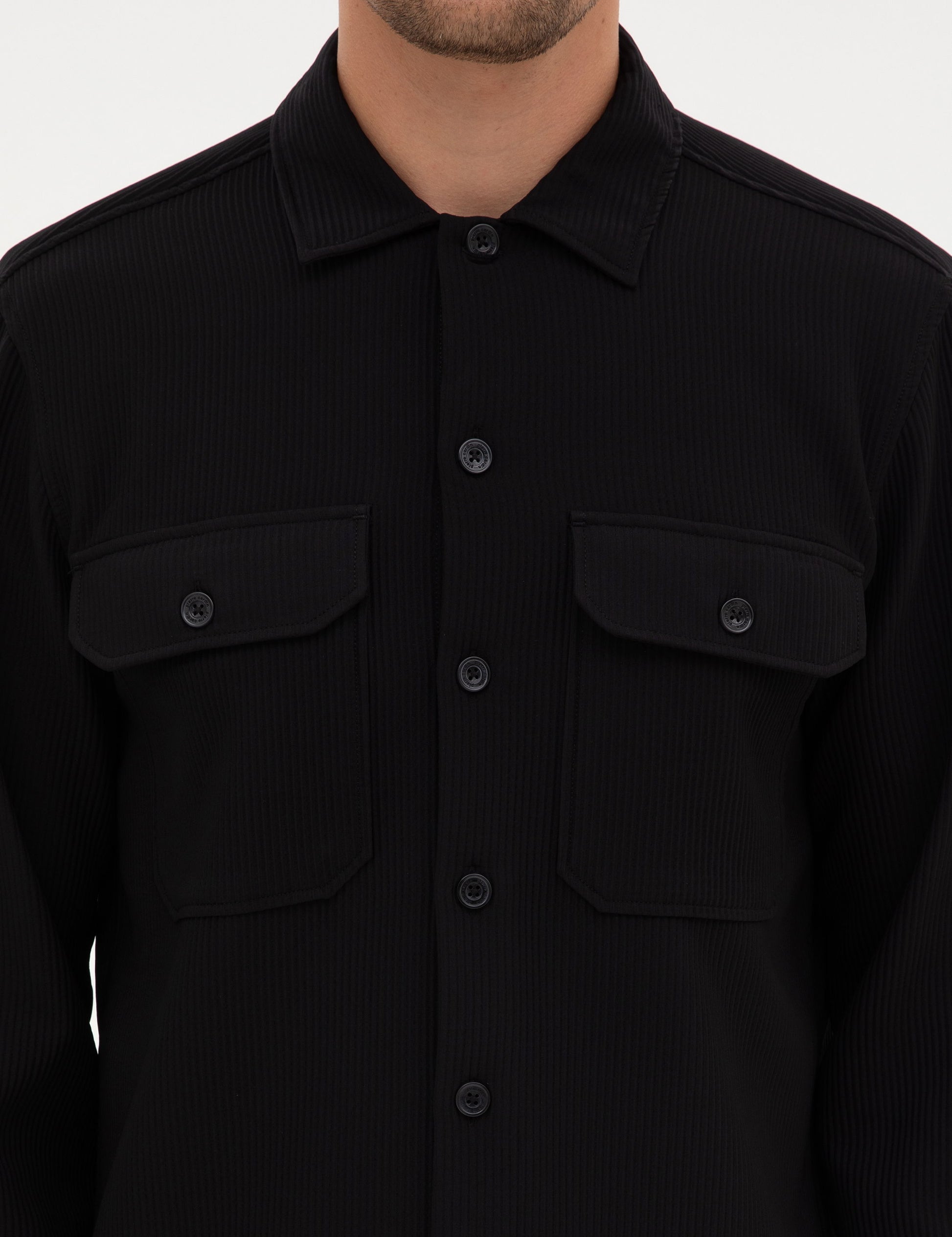 Siyah Comfort Fit Uzun Kollu G��mlek Ceket