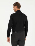 Black Slim Fit Long Sleeve Basic Shirt