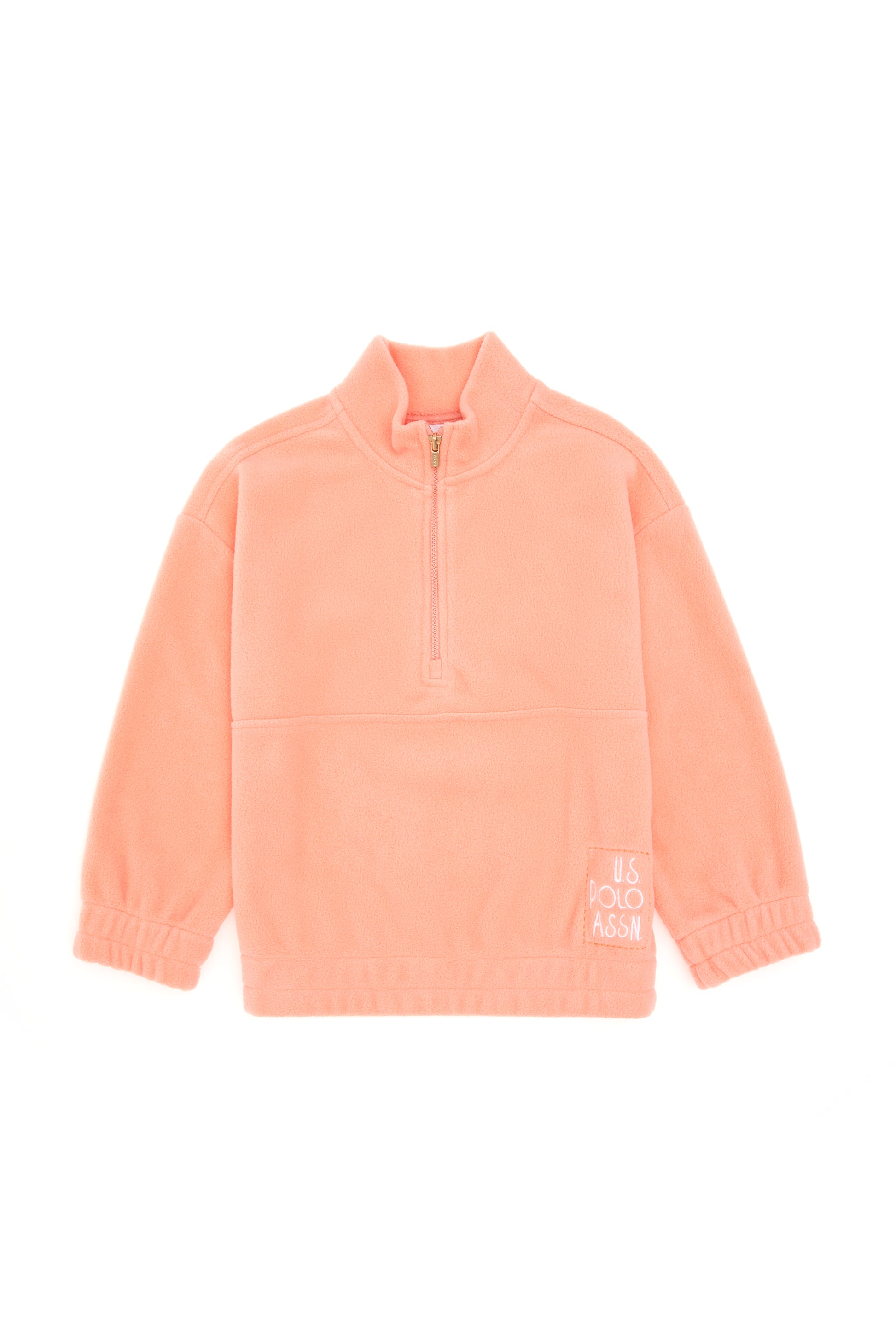 Girls' Half Zipper Salmon Fleece Sweatshirt