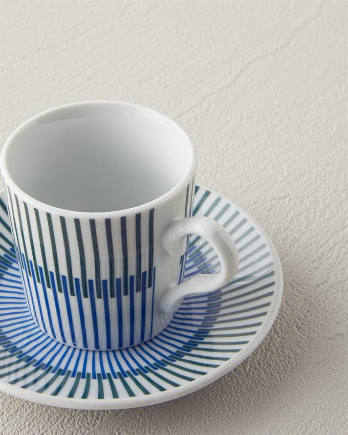 Edwin Porcelain 4 Piece 2 Seater Coffee Cup Set Blue-Green