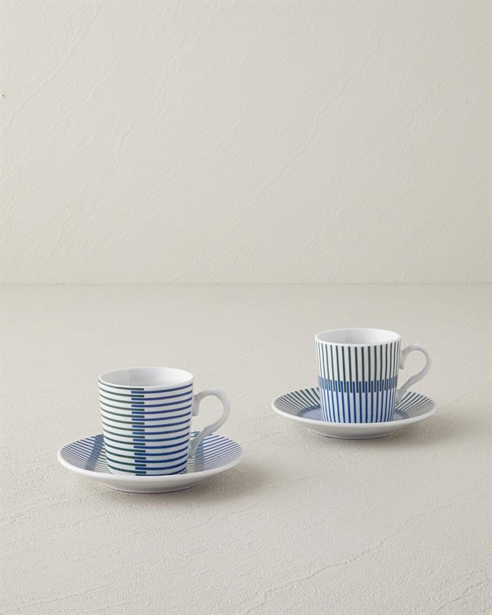 Edwin Porcelain 4 Piece 2 Seater Coffee Cup Set Blue-Green