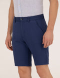 Indigo Slim Fit Linen Blend Bermuda Shorts