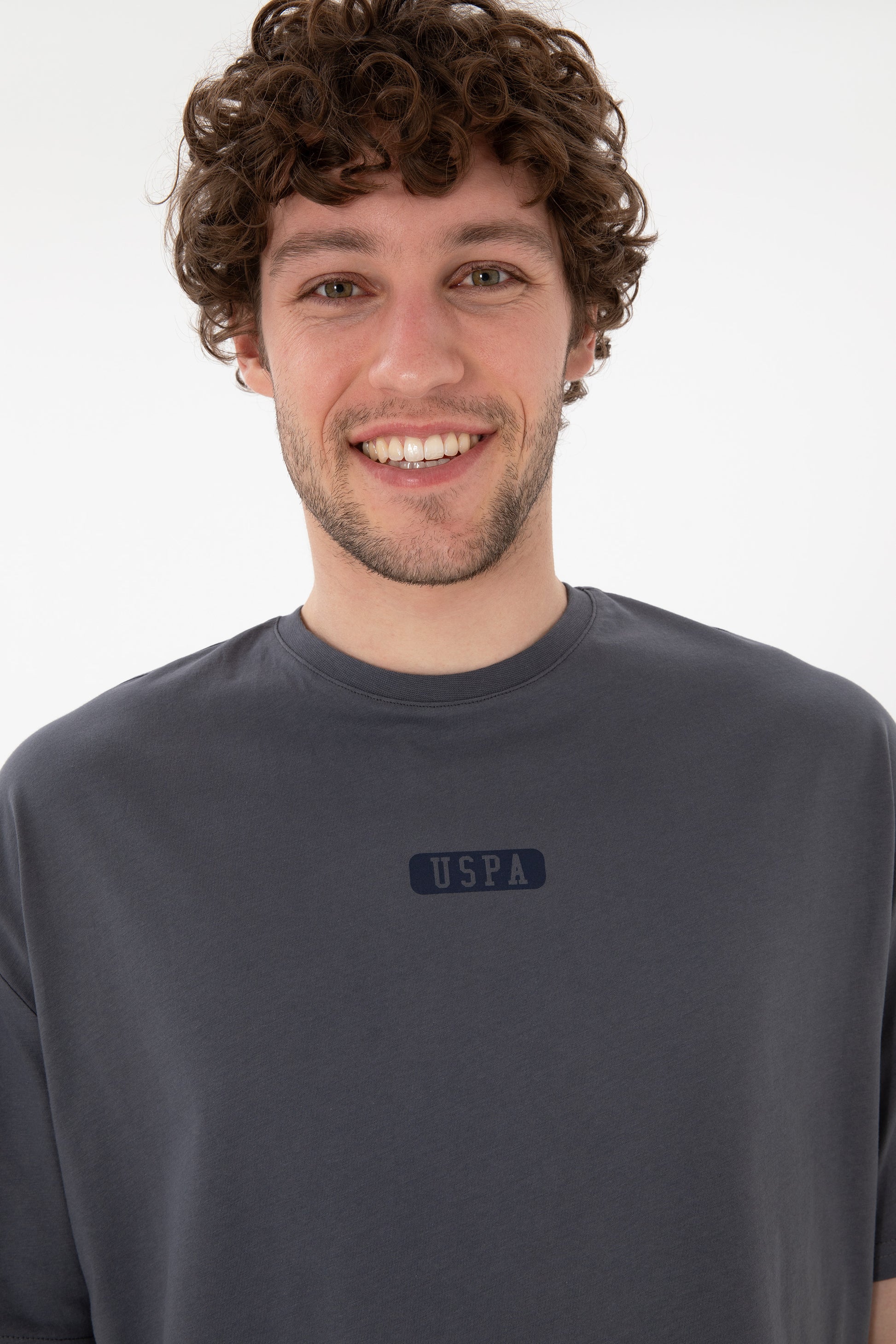 Men's Oversize Fit Crew Neck Anthracite T-Shirt